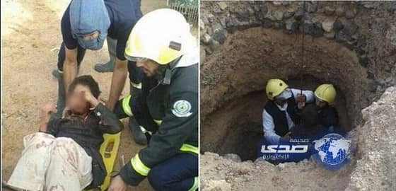 إنقاذ شاب سقط في بئر بحائل