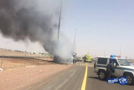 إصابتين بـ حادث إحتراق شاحنة طريق الهجرة