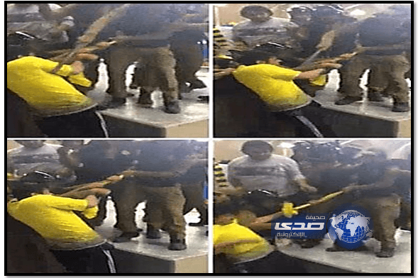 بالفيديو:رجال أمن يعتدون على مشجع نصراوي في الملعب