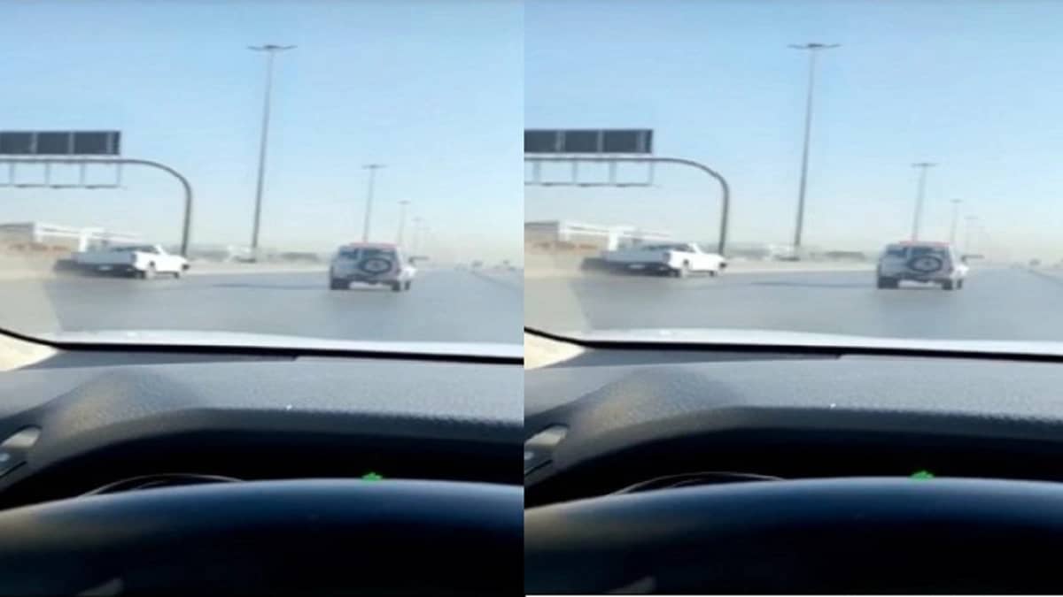 سائق يغمى عليه أثناء قيادة سيارته على طريق بـ "الرياض" (فيديو)