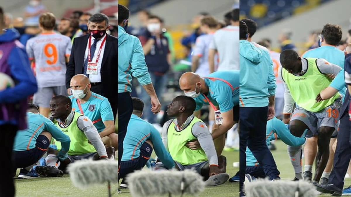 مشجع يعتدي على لاعب في مباراة بدون جمهور !