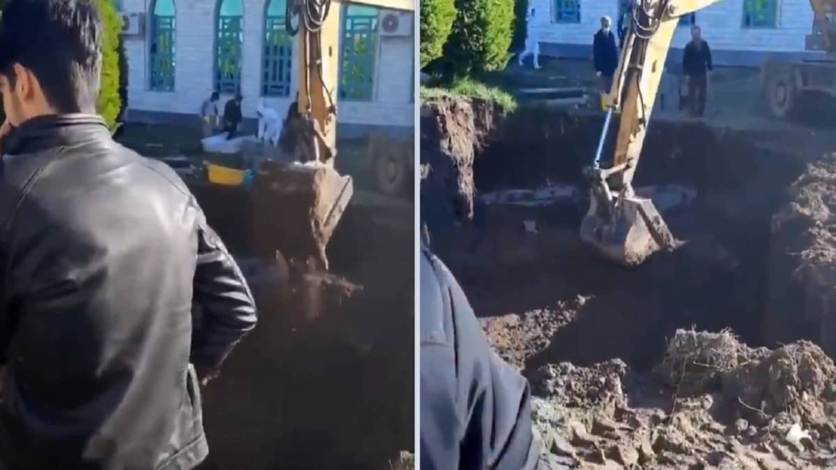 مقطع كارثي لحفر قبور جماعية بإيران لدفن ضحايا كورونا