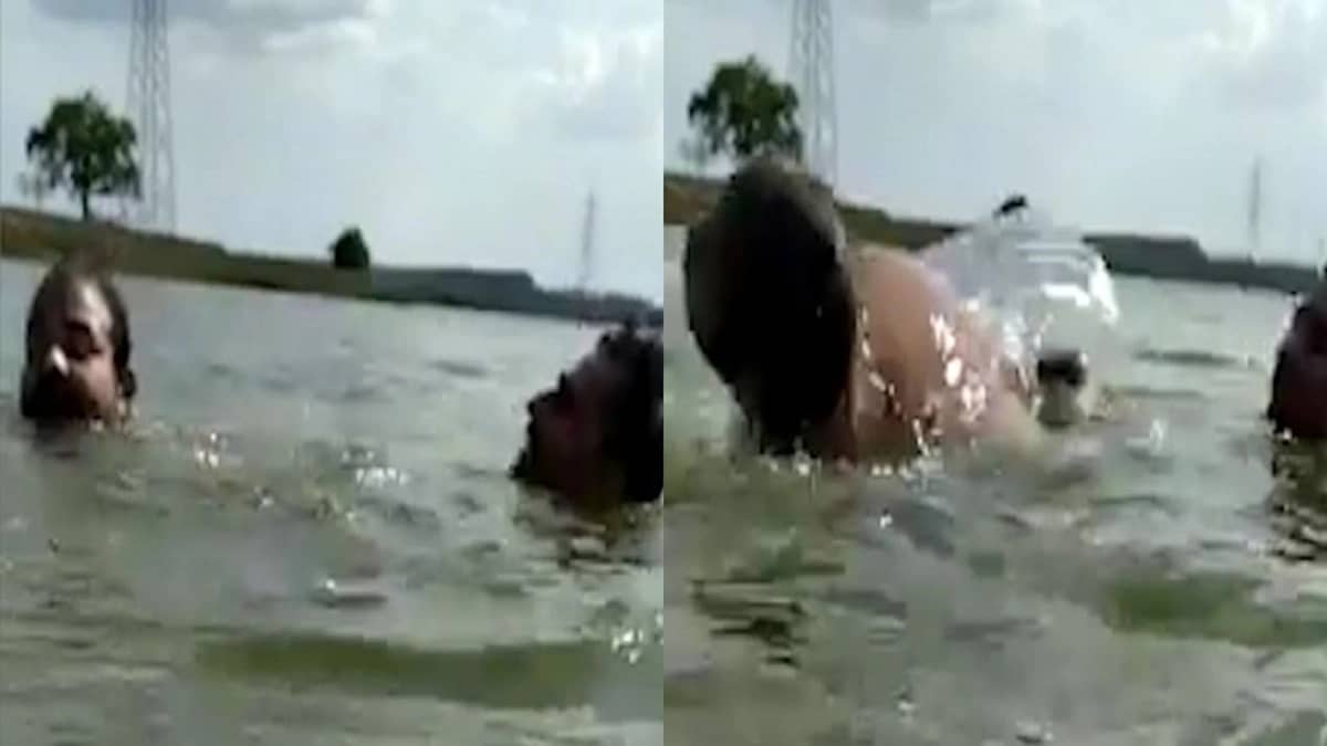 شاهد.. تمساح ينهش رجل ويحاول التهامه