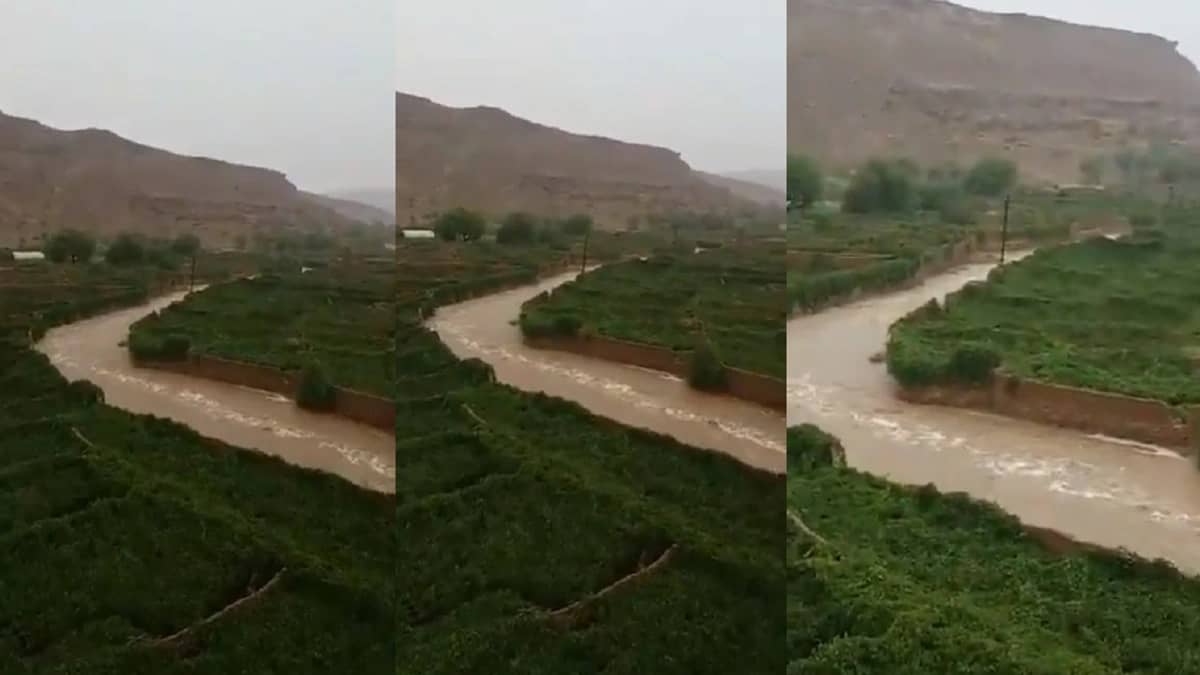 بالفيديو.. جريان السيول في وادي دماج بنجران