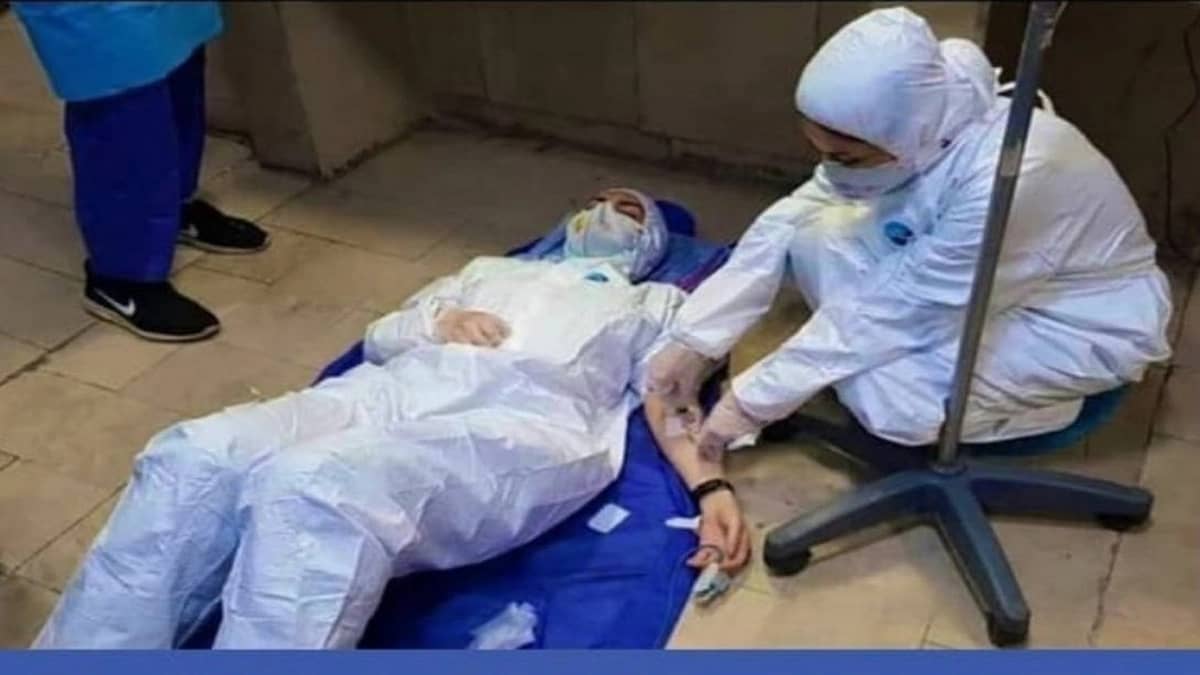 لحظة إغماء ممرضة إيرانية تبين إصابتها بـ " كورونا "