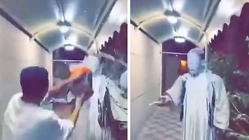 بالفيديو .. مشهور سنابي يحرض صديقه على سكب بويه على وجه عامل سوداني