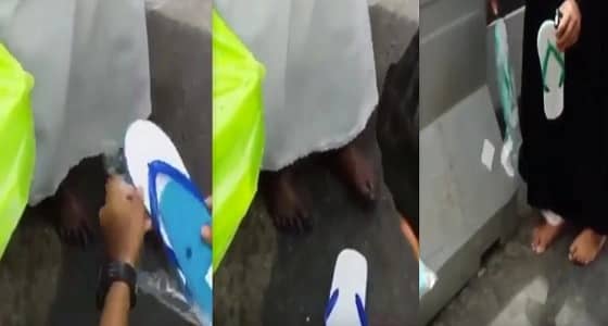 بالفيديو.. أحذية مجانية لضيوف الرحمن الذين تلفت أحذيتهم