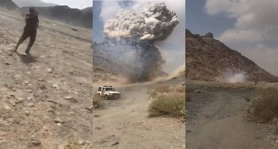 قبل العيد.. شاهد لحظة انفجار ألعاب نارية مهربة من اليمن بطريقة مروعة