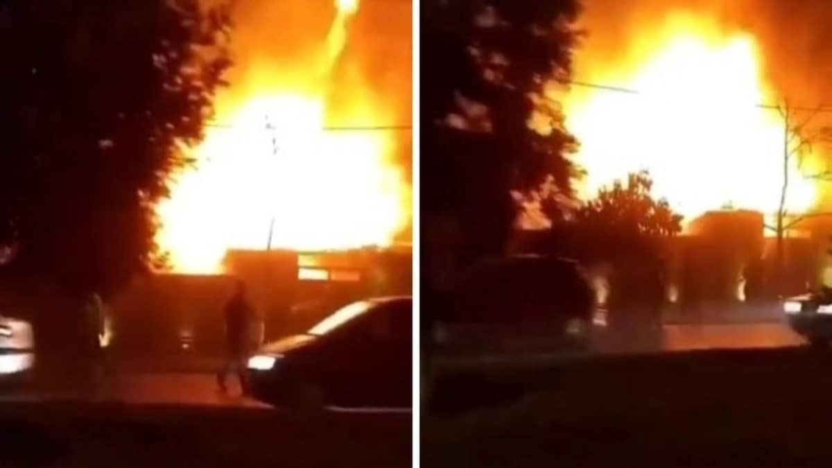 شاهد.. اندلاع حريق ضخم في مدينة شيراز الإيرانية